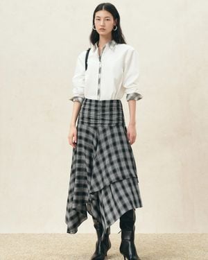 Fabrique Riley Plaid Embroidery Oversized Shirt - Natural