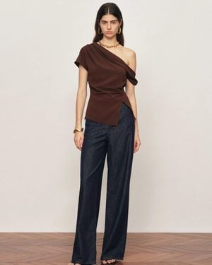 Fabrique Hazel Asymmetric Ruched One Shoulder Side Slit Fitted Top - Multicolour