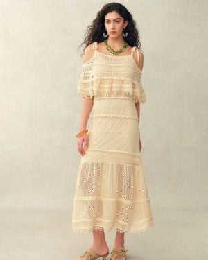 Fabrique Dione Hand Crochet Detachable Capelet Knit Cami Dress - Natural