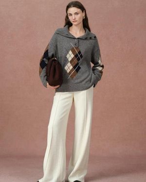 Fabrique Halsey Argyle Jumper - Multicolour
