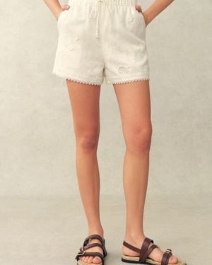 Fabrique Jill Mesh Embroidered Shorts - Natural