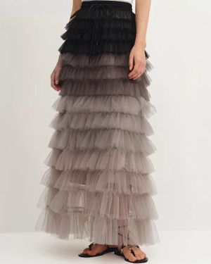 Fabrique Lorelei Lace Mesh Tulle Skirt - Brown