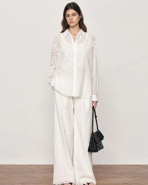 Fabrique Eliana Cutwork Embroidery Point Collar Shirt And Pants Set - Natural