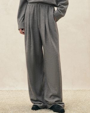 Fabrique Miranda Pleated Drawstring Wide Leg Trousers - Grey