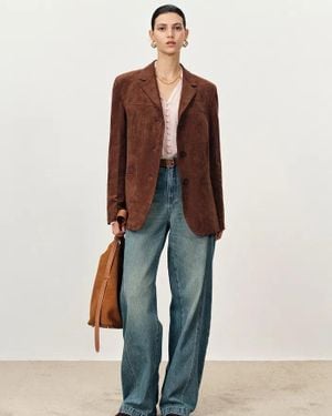 Fabrique Verdi Curved Hem Loose Suit Blazer - Multicolour