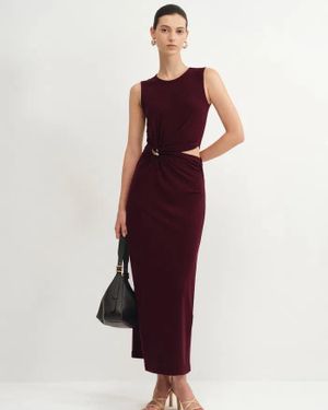 Fabrique Maja Knotted Sleeveless Dress - Red