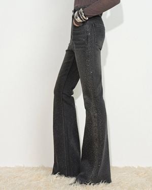 Fabrique Una Crystal Embellished Gradient Flared Jeans - Black