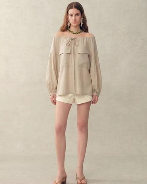 Fabrique Alano Adjustable Off-Shoulder Shirt - Natural