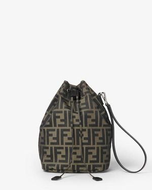 Fendi Ff Light Drawstring Pouch Medium - Black