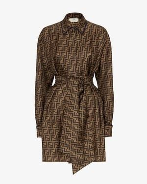 Fendi Ff Pattern Shirt Dress - Brown