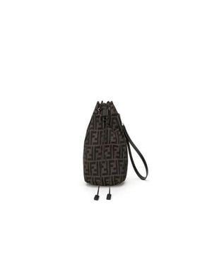 Fendi Ff Light Drawstring Pouch Small - Black