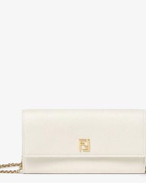 Fendi Ff Continental With Chain - Natural