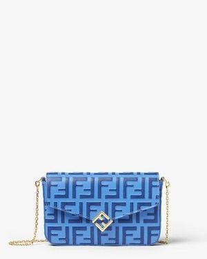 Fendi Ff Diamonds Wallet On Chain - Blue