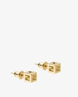 Fendi Faces Stud Earrings - Metallic