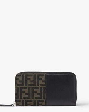 Fendi Ff Jacquard Zip Around - Black