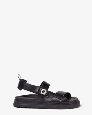 Fendi Ff Interwoven Bands Sandals, Brand Size 7 Us - Black