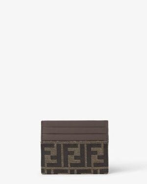Fendi Ff Jacquard Card Holder - Gray