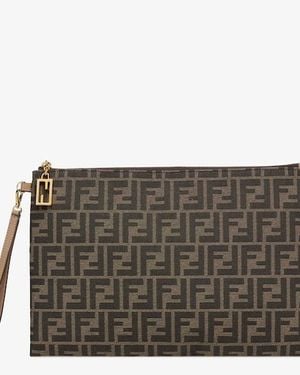 Fendi Flat Baguette Pouch Large - Gray