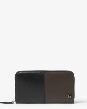 Fendi Ff Double Zip Around - Black