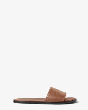 Fendi Roma Leather Slides - Brown