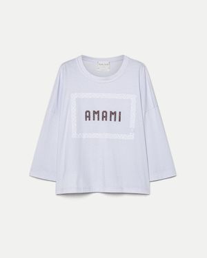 forte_forte T-Shirt Cropped Ricamata - Bianco