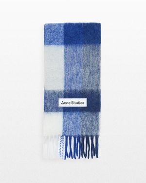 Acne Studios Mohair Checked Scarf - Blau