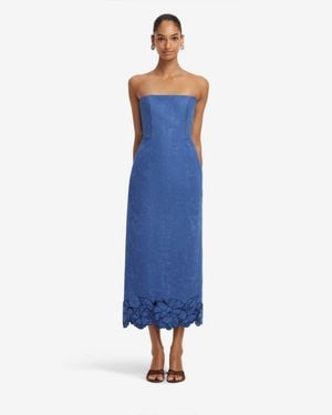 LEO LIN Rayna Appliqué Vegan Suede Bustier Maxi Dress - Blue