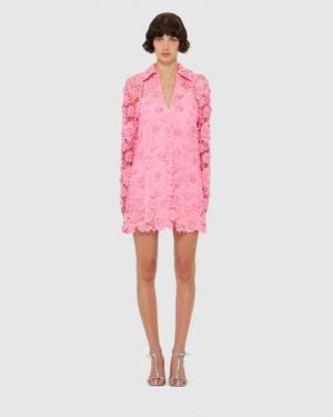 LEO LIN Acacia Lace Shirt Mini Dress - Pink