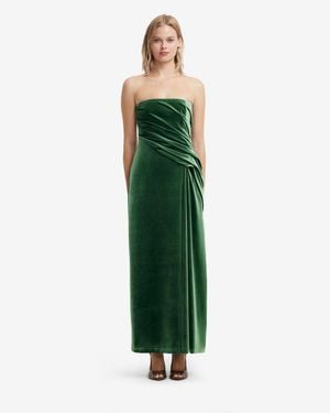 LEO LIN Florence Velvet Ruffled Maxi Dress - Green
