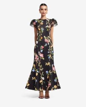 LEO LIN Sofia Embellished Puff Sleeve Maxi Dress - Black
