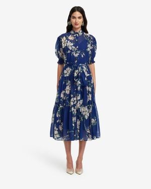 LEO LIN Ellie Bishop Sleeve Midi Dress - Blue