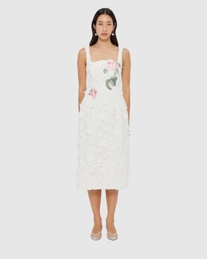 LEO LIN Larissa Embroidered Lace Midi Dress - White