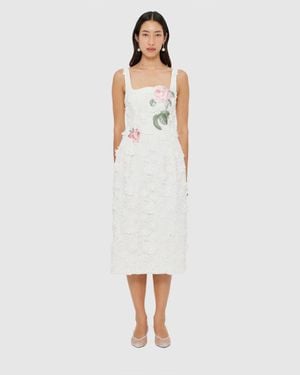 LEO LIN Larissa Embroidered Lace Midi Dress - White