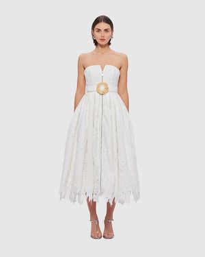 LEO LIN Norine Bustier Midi Dress - White