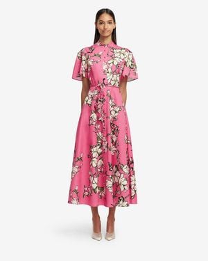 LEO LIN Bianca Short Sleeve Midi Dress - Red