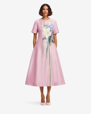 LEO LIN Caroline Short Sleeve Midi Dress - Pink
