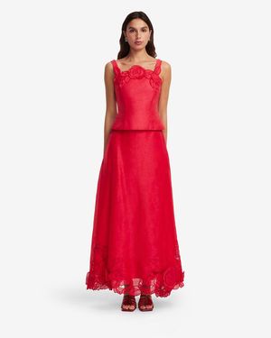 LEO LIN Isadora Appliqué Top - Red