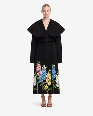 LEO LIN Joan Embroidered Wool Coat - Black