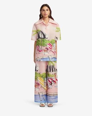 LEO LIN Casey Silk Button Shirt - Green