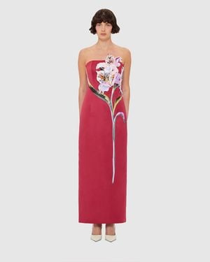 LEO LIN Rayna Appliqué Floral Maxi Dress - Red