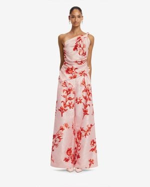 LEO LIN Elisha Jacquard Wide Leg Pants - Red