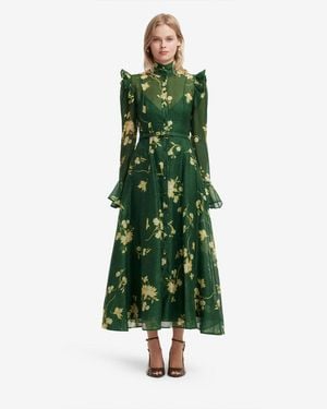 LEO LIN Katrina Butterfly Sleeve Midi Dress - Green