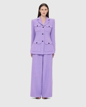 LEO LIN Edith Tweed Pocket Blazer - Purple