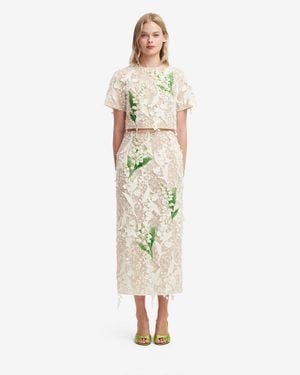 LEO LIN Kyra Embellished Lace Maxi Skirt - Metallic