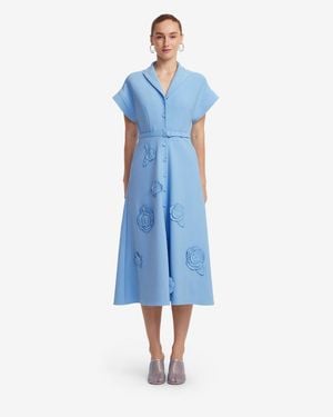 LEO LIN Aubrey Appliqué Shirt Midi Dress - Blue