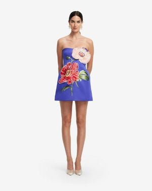 LEO LIN Rosario Appliqué Floral Bustier Mini Dress - Blue