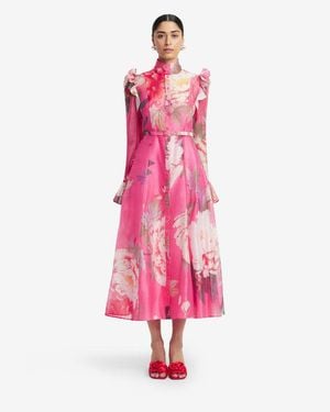LEO LIN Katrina Butterfly Sleeve Midi Dress - Pink