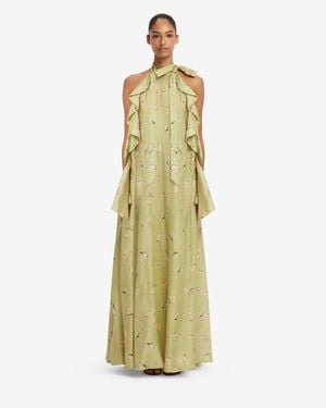 LEO LIN Anne Ruffled Maxi Dress - Metallic