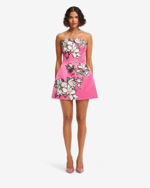 LEO LIN Zaria Appliqué Floral Bustier Mini Dress - Red