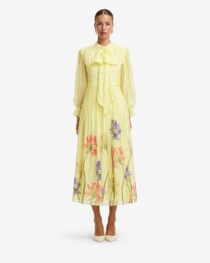 LEO LIN Cassie Tie Neck Midi Dress - Metallic